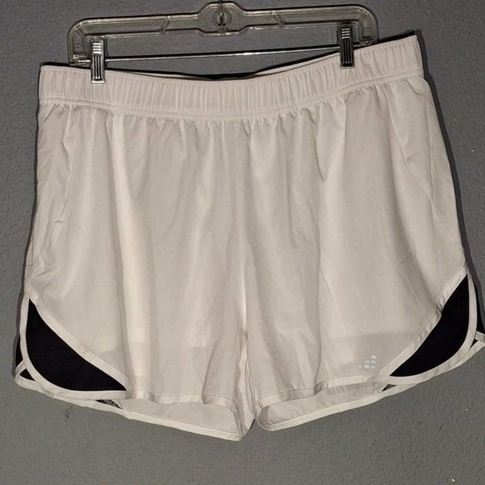 BCG Women Running Shorts White Black Reflective Athletic XL RN098223